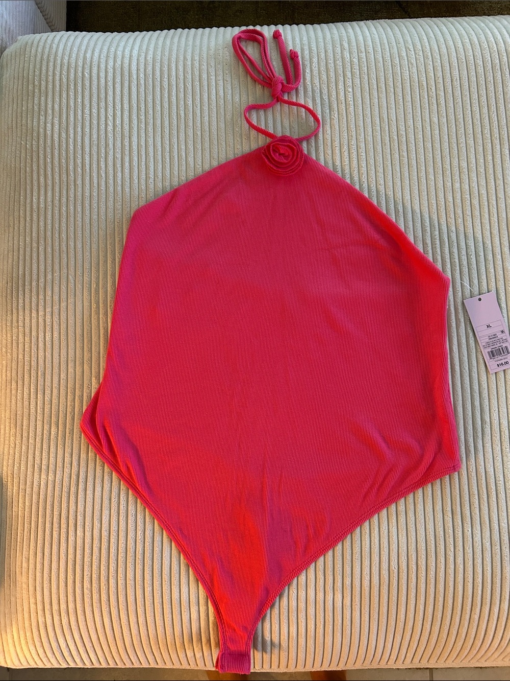 Wild Fable Neon Pink Halter Bodysuit XL NWT